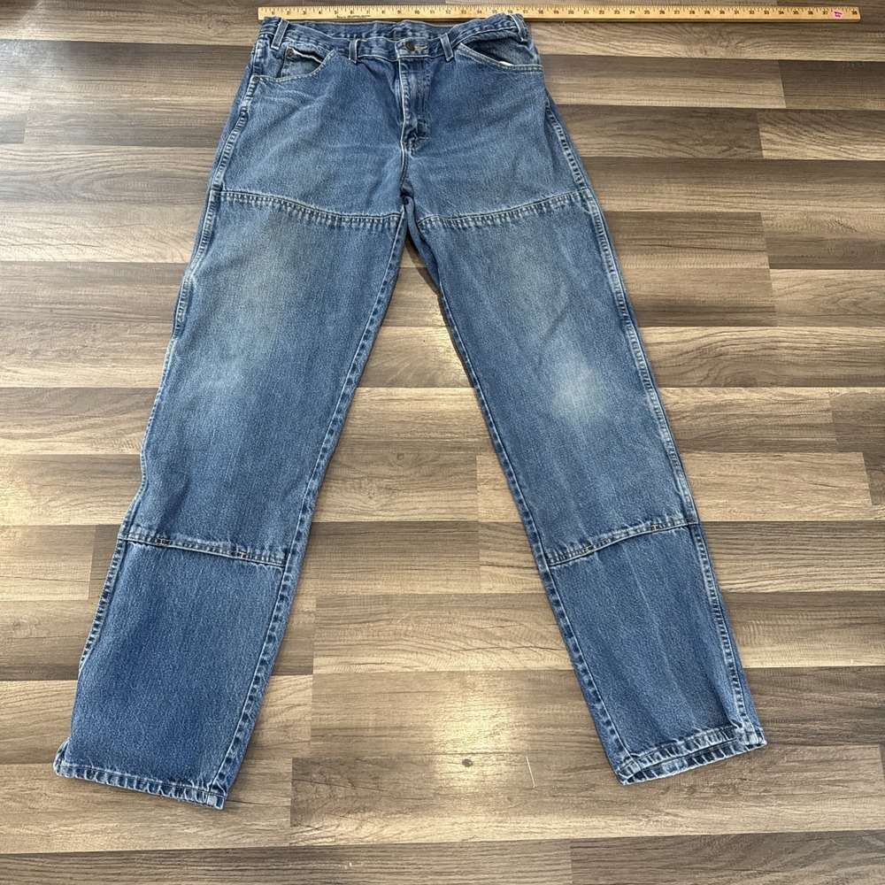 DICKIES Distressed Double Knee Workwear Blue Jeans Men's Sz 34x36